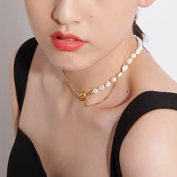 NEW 18K Gold Plate Freshwater Pearl Nevklace - Picture 4 of 4